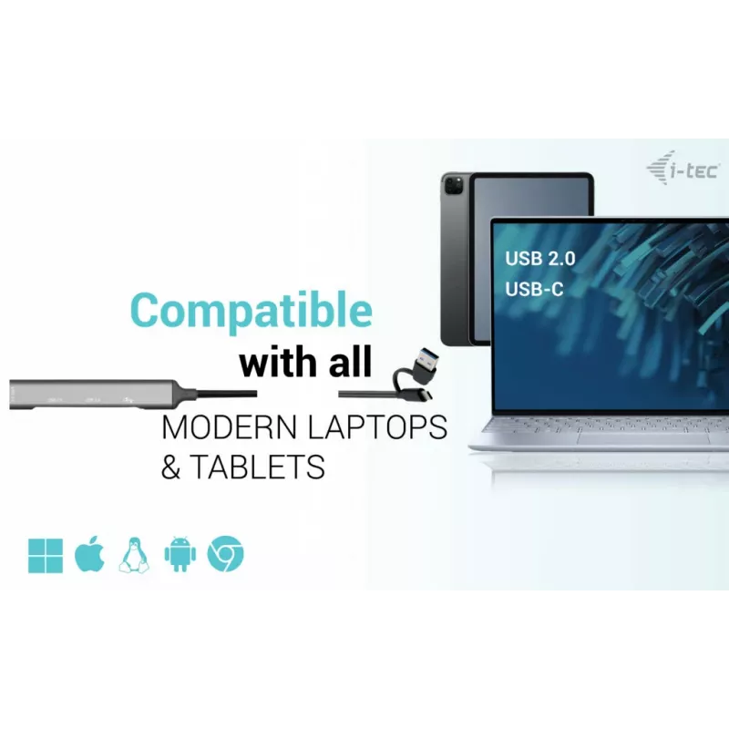 i-tec USB-C/USB-A HUB de metal 1x USB 3.0 + 3x USB 2.0