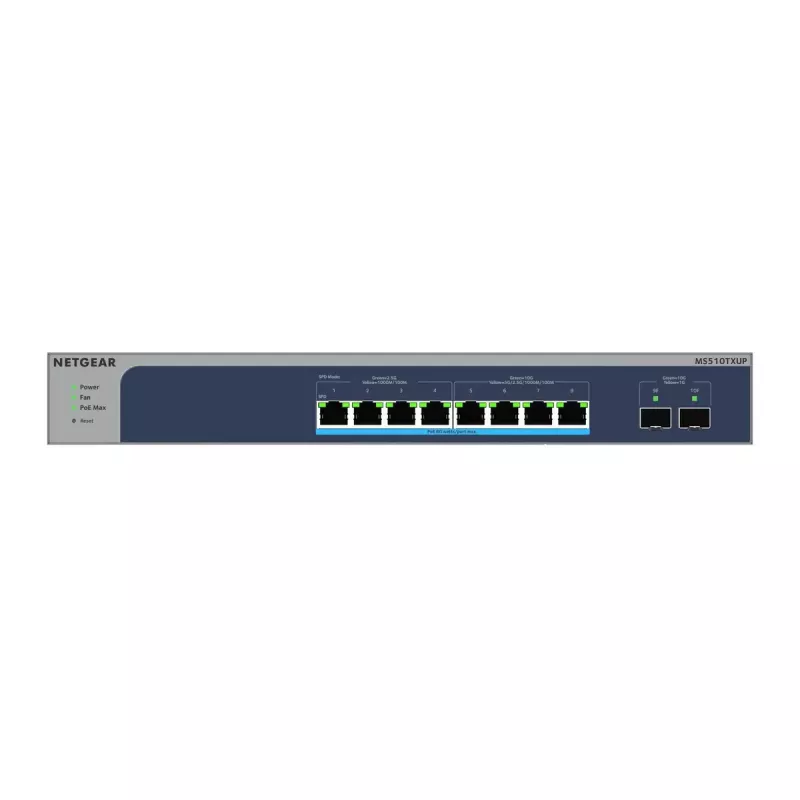 Switch de rede NETGEAR MS510TXUP Gerido L2/L3/L4 10G Ethernet (100/1000/10000) Power over Ethernet (PoE) cinzento, azul