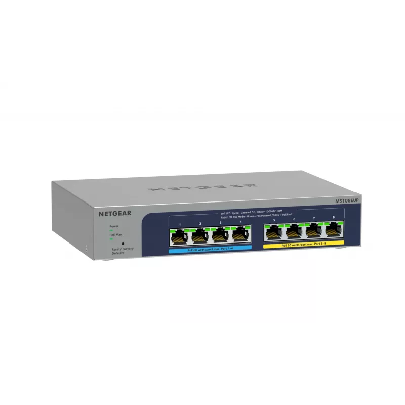 NETGEAR 8 portas Ultra60 PoE++ Multi-Gigabit (2,5G) Ethernet Plus Switch Gerido L2/L3 2.5G Ethernet (100/1000/2500) Power over Ethernet (PoE) cinzento