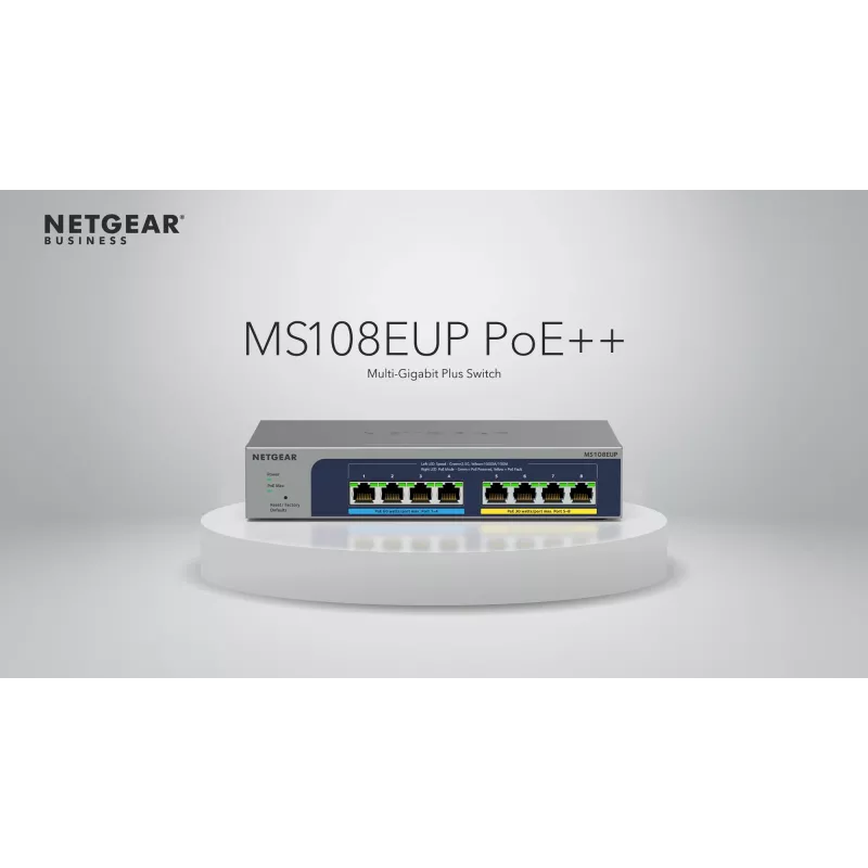 NETGEAR 8 portas Ultra60 PoE++ Multi-Gigabit (2,5G) Ethernet Plus Switch Gerido L2/L3 2.5G Ethernet (100/1000/2500) Power over Ethernet (PoE) cinzento