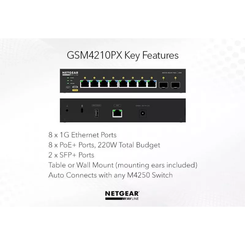 Switch gerido NETGEAR GSM4210PX 8x1G PoE+ 220W 2xSFP+