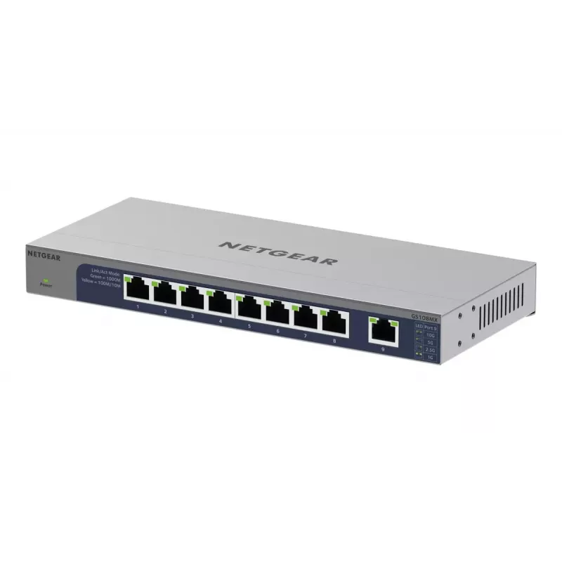 Switch de rede NETGEAR GS108MX-100EUS Unmanaged L2 Gigabit Ethernet (10/100/1000) Montagem em secretária/parede