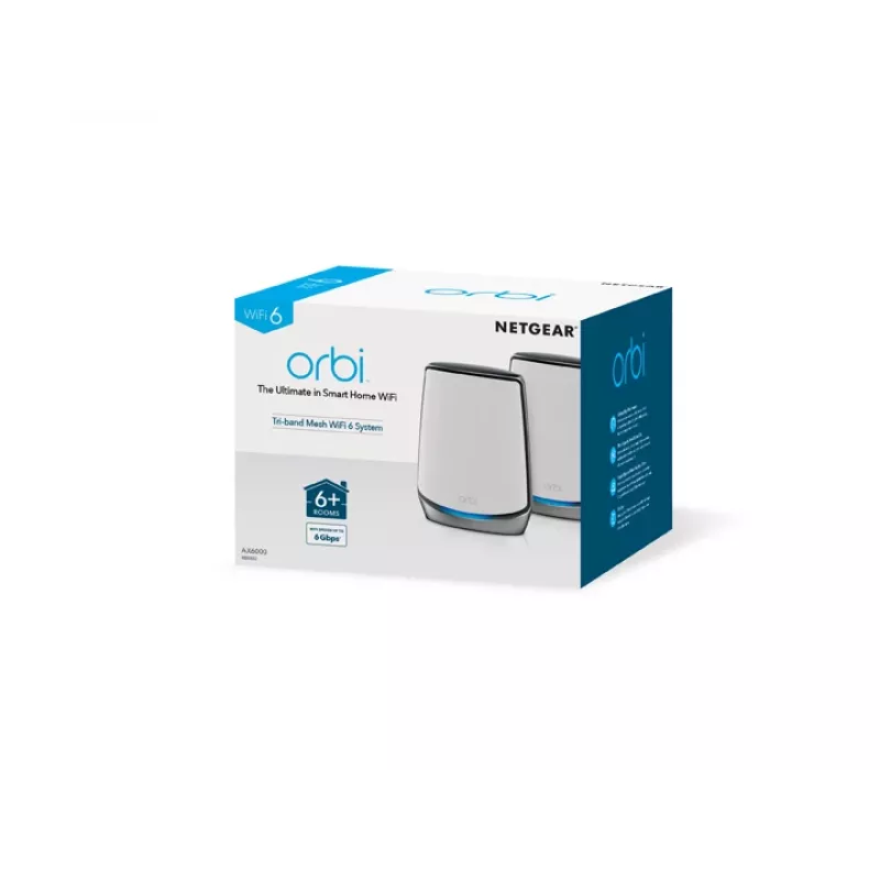 Sistema Mesh NETGEAR Orbi RBK852 AX6000 WiFi 6 Tri-Band (2,4 GHz / 5 GHz / 5 GHz) Wi-Fi 6 (802.11ax) Cinzento, Branco 8 Interno