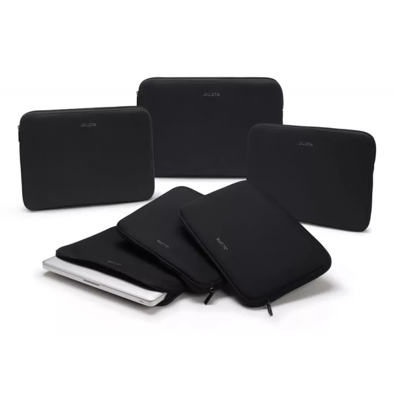 DICOTA Perfect Skin - Capa para portátil 10-11.6 polegadas - Preto / Neoprene sintético com tecido exterior 100 % reciclado
