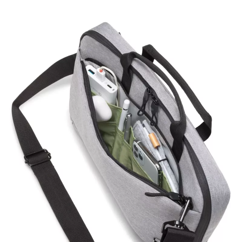 DICOTA slim Eco Motion - Mala para portátil 14-15.6in - Cinzento claro / 600d Rpe Poliéster