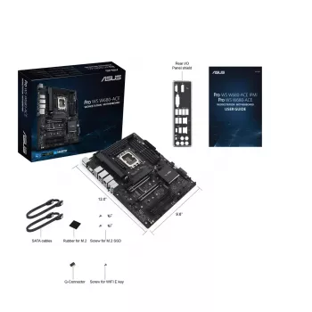 Placa-mãe ASUS PRO WS W680-ACE — Intel W680 ATX, LGA 1700, DDR5, 4 DIMM (128 GB), 3x M.2, 2x 2.5Gb LAN, áudio 7.1