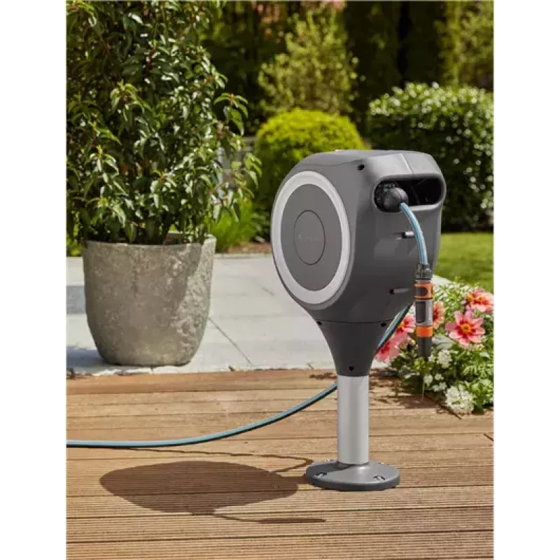 Caixa de mangueira para terraço Gardena RollUp S, 15 m, branco / cinzento