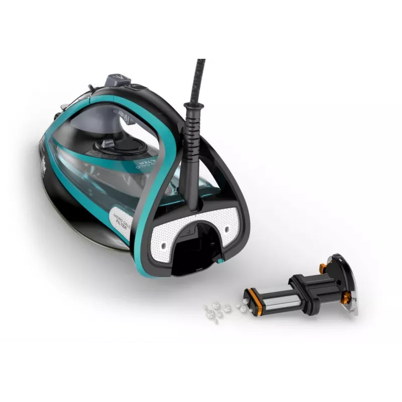 Tefal Ultimate Pure FV9844 Ferro de engomar a seco e a vapor Durilium Autoclean Base 3200 W Preto, Azul