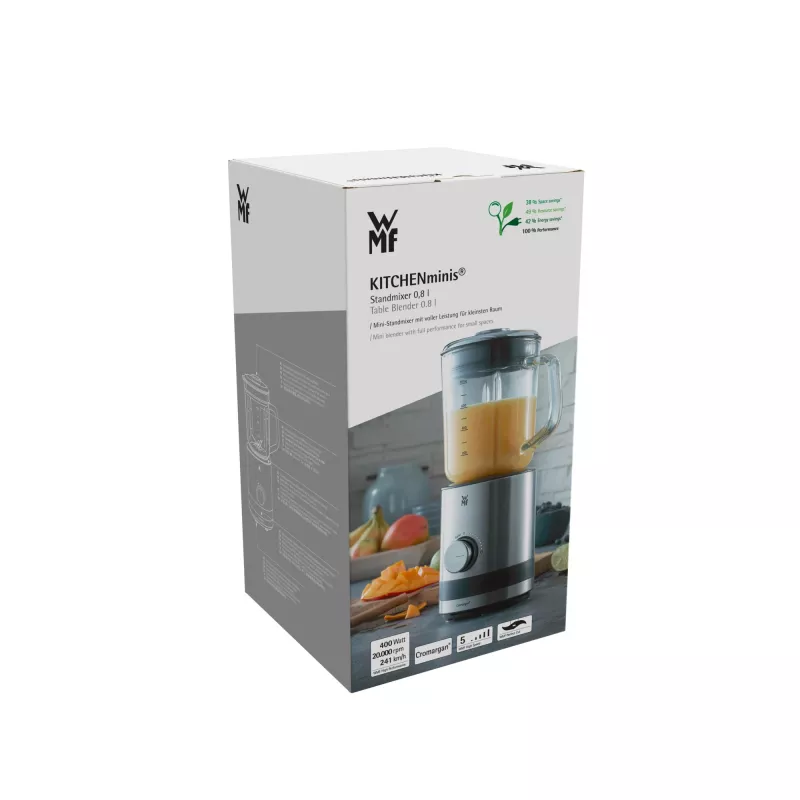 WMF KITCHENminis 0416490011 0,8 L Liquidificadora de mesa 400 W Preto, Aço inoxidável, Transparente