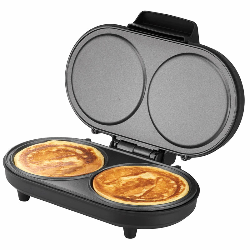 Unold 48165 máquina de panquecas American, 2 crepes, 13,5 cm, 1000 W, preta / aço inoxidável escovado