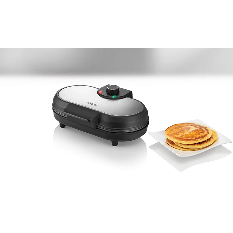 Unold 48165 máquina de panquecas American, 2 crepes, 13,5 cm, 1000 W, preta / aço inoxidável escovado