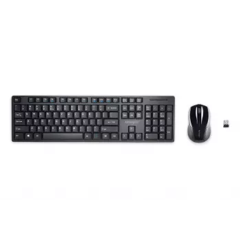 Kensington Pro Fit Wireless Desktop - Alemanha, Tamanho completo (100%), Sem fios, RF sem fios, QWERTZ, Preto, Rato incluído
