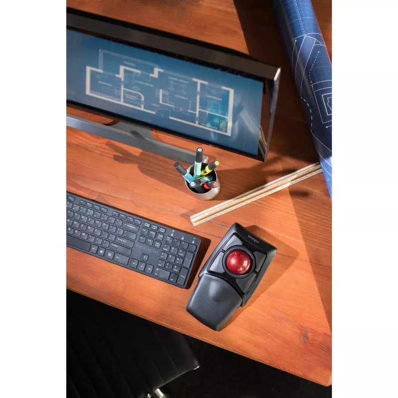 Kensington Expert Rato Trackball sem fios, ambidestro, ótico, RF sem fios + Bluetooth, 400 DPI, Preto