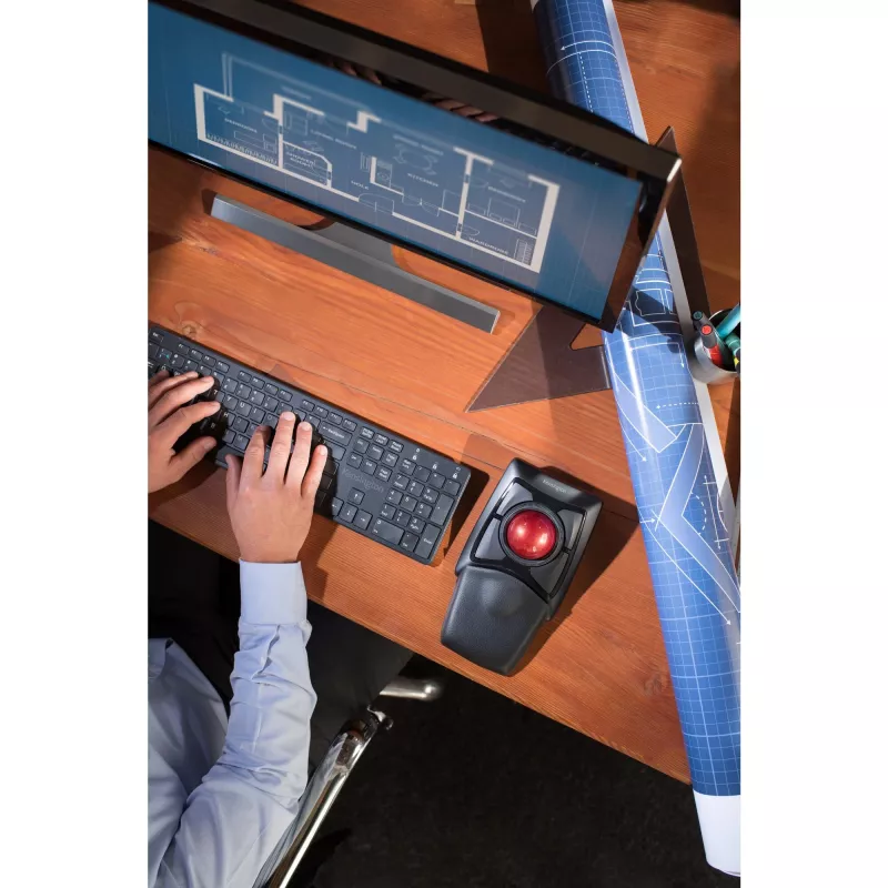Kensington Expert Rato Trackball sem fios, ambidestro, ótico, RF sem fios + Bluetooth, 400 DPI, Preto