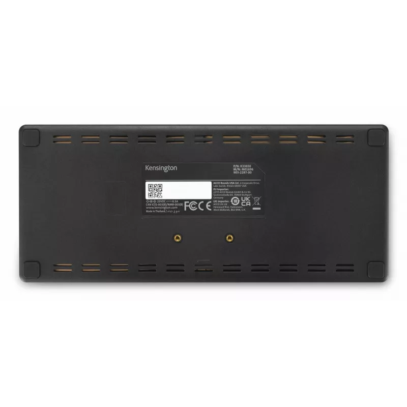 Docking station Kensington SD4781P EQ USB-C e USB-A Dual 4K, com fio, USB 3.2 Gen 2 (3.1 Gen 2) Type-C, 100 W, 3,5 mm, 10,100,1000 Mbit/s, preto