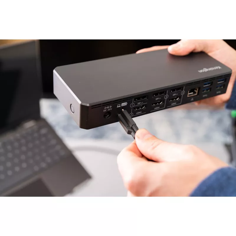 Docking station Kensington SD4781P EQ USB-C e USB-A Dual 4K, com fio, USB 3.2 Gen 2 (3.1 Gen 2) Type-C, 100 W, 3,5 mm, 10,100,1000 Mbit/s, preto