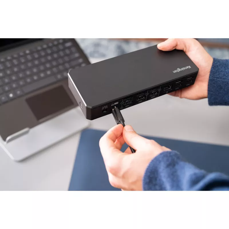 Docking station Kensington SD4781P EQ USB-C e USB-A Dual 4K, com fio, USB 3.2 Gen 2 (3.1 Gen 2) Type-C, 100 W, 3,5 mm, 10,100,1000 Mbit/s, preto