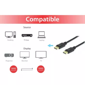 Cabo DisplayPort 1.4 Equip, 10 m, 8K/60 Hz