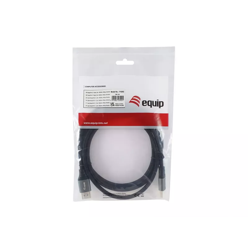 Cabo DisplayPort 2.1 Premium Equip, 2,0 m, 16K/60 Hz, 54 Gbit/s