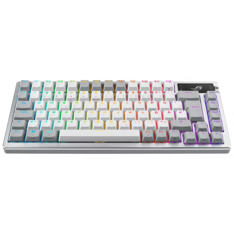 Teclado gaming ASUS ROG Azoth branco, USB + RF sem fios + Bluetooth, QWERTZ alemão