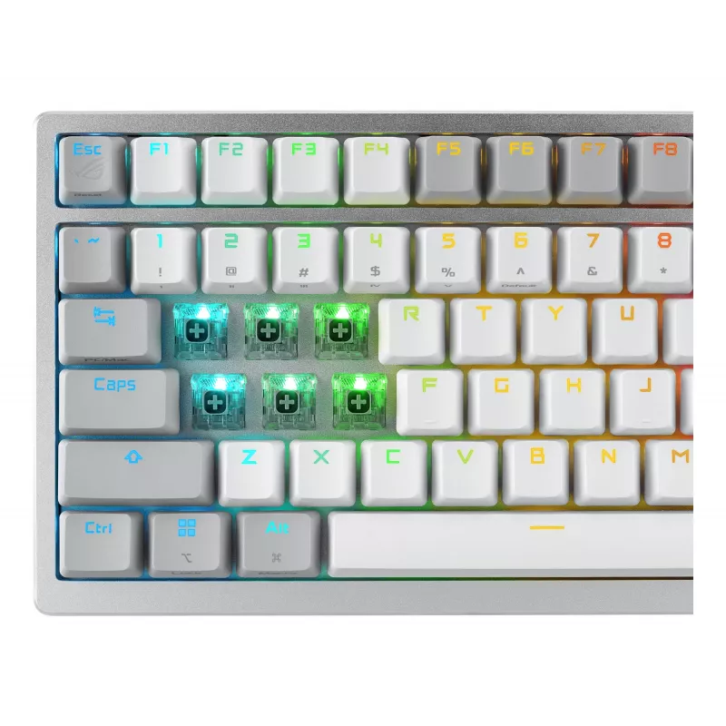Teclado gaming ASUS ROG Azoth branco, USB + RF sem fios + Bluetooth, QWERTZ alemão