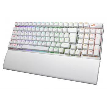 Teclado gaming ASUS ROG Strix Scope II 96 Wireless, USB + RF sem fios + Bluetooth, QWERTZ alemão, branco