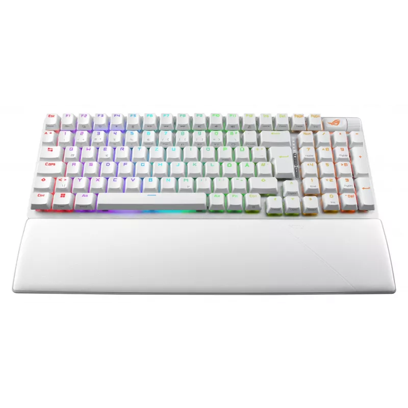 Teclado gaming ASUS ROG Strix Scope II 96 Wireless, USB + RF sem fios + Bluetooth, QWERTZ alemão, branco