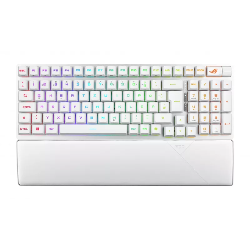 Teclado gaming ASUS ROG Strix Scope II 96 RX Wireless, USB + RF sem fios + Bluetooth, branco