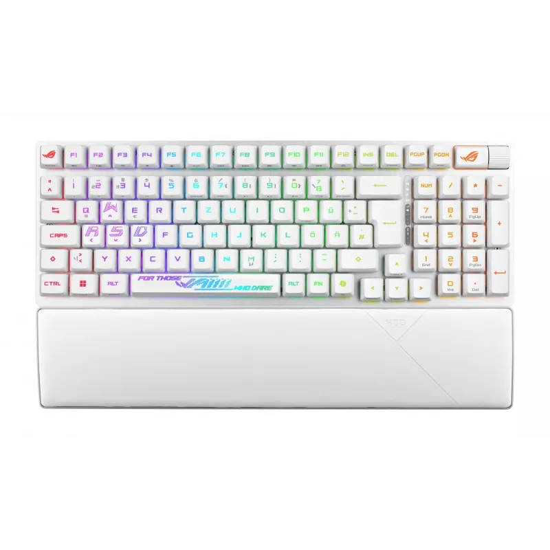 Teclado gaming ASUS ROG Strix Scope II 96 RX Wireless, USB + RF sem fios + Bluetooth, branco
