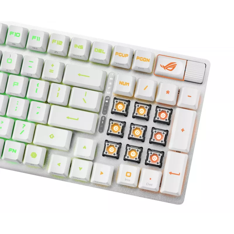 Teclado gaming ASUS ROG Strix Scope II 96 RX Wireless, USB + RF sem fios + Bluetooth, branco
