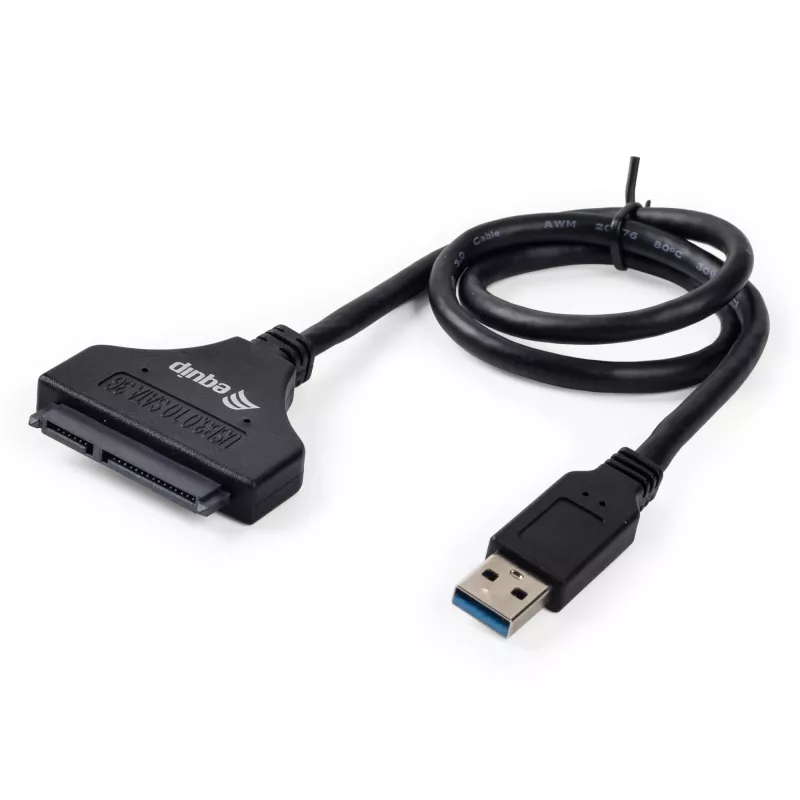 Adaptador Equip USB 3.0 para SATA, Preto, 5 Gbit/s, CE, 50 mm, 9,5 mm, 550 mm