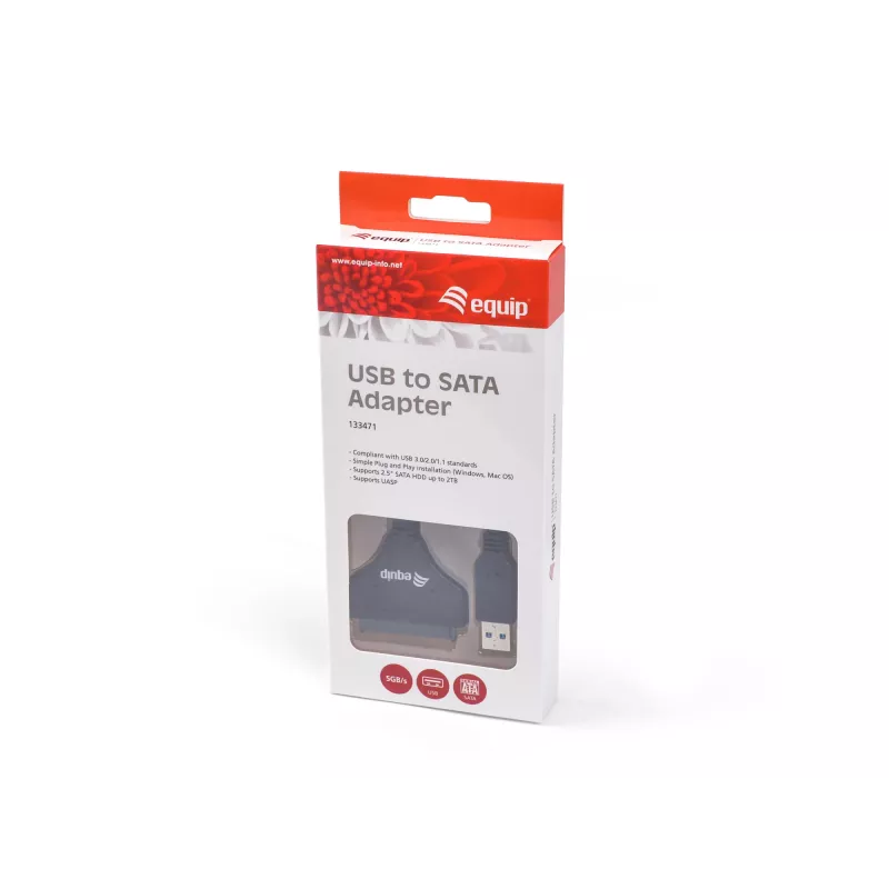 Adaptador Equip USB 3.0 para SATA, Preto, 5 Gbit/s, CE, 50 mm, 9,5 mm, 550 mm