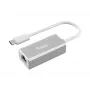 Adaptador de rede USB Type-C para RJ45 Gigabit Equip, com fios, USB Type-C, Ethernet, 1000 Mbit/s, prateado