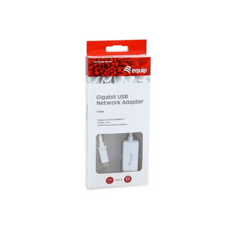 Adaptador de rede USB Type-C para RJ45 Gigabit Equip, com fios, USB Type-C, Ethernet, 1000 Mbit/s, prateado