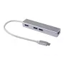 Hub USB-C para 3 portas USB 3.0 com adaptador Gigabit Equip, USB 3.2 Gen 1 (3.1 Gen 1) Type-C, prateado, USB 3.2 Gen 1 (3.1 Gen 1) Type-A, WLAN, alumínio, 22 mm, 15 mm