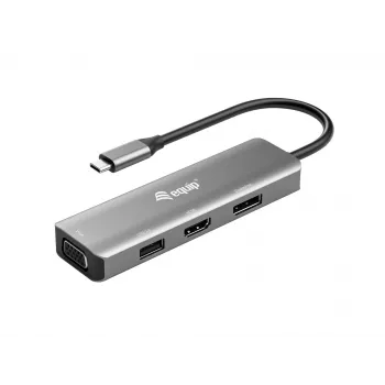 Adaptador Equip USB-C para HDMI/DisplayPort/VGA/USB, USB Type-C, saída HDMI, saída DisplayPort, saída VGA (D-Sub), 3840 x 2160 píxeis