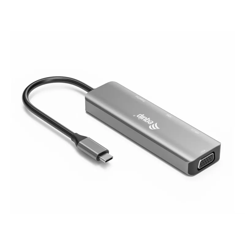 Adaptador Equip USB-C para HDMI/DisplayPort/VGA/USB, USB Type-C, saída HDMI, saída DisplayPort, saída VGA (D-Sub), 3840 x 2160 píxeis