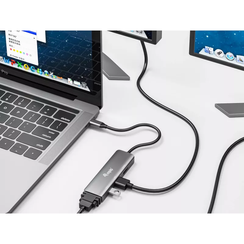 Adaptador Equip USB-C para HDMI/DisplayPort/VGA/USB, USB Type-C, saída HDMI, saída DisplayPort, saída VGA (D-Sub), 3840 x 2160 píxeis