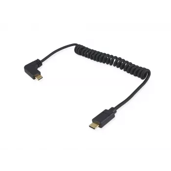 Cabo espiral Equip USB 2.0 C para C angular 90° M/M 1 m preto