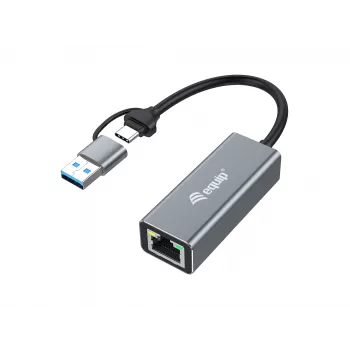 Adaptador de rede Equip USB-C para 2,5 Gigabit Ethernet (USB-C+A)