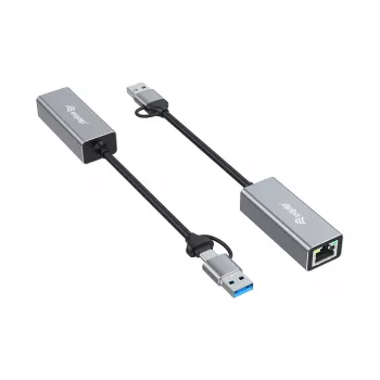 Adaptador de rede Equip USB-C para 2,5 Gigabit Ethernet (USB-C+A)