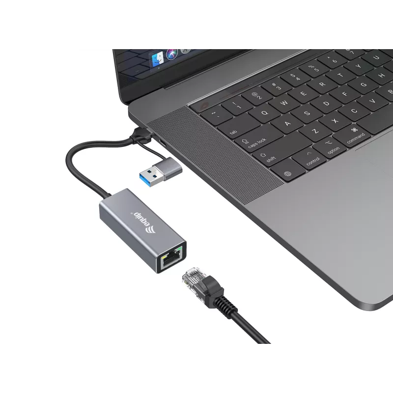 Adaptador de rede Equip USB-C para 2,5 Gigabit Ethernet (USB-C+A)