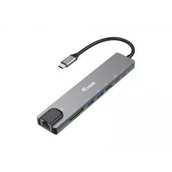 Adaptador multifunções USB-C 8 em 1 Equip, com fios, USB Type-C, 100 W, 1000 Mbit/s, 1000BASE-T, IEEE 802.3ab