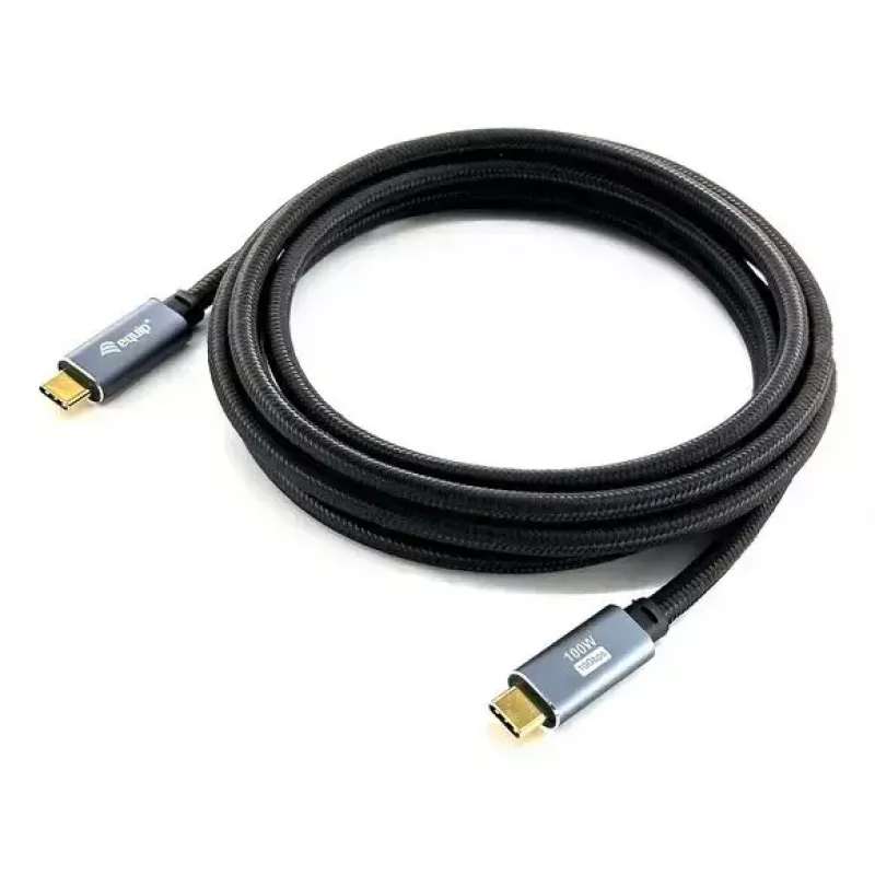 Cabo USB-C para C EQUIP 3,0 m — USB 3.2 Gen 2 (10 Gbit/s), PD100W, 4K/60 Hz, preto
