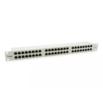 Patch panel Equip 48 portas Cat.6 blindado, cinzento-claro