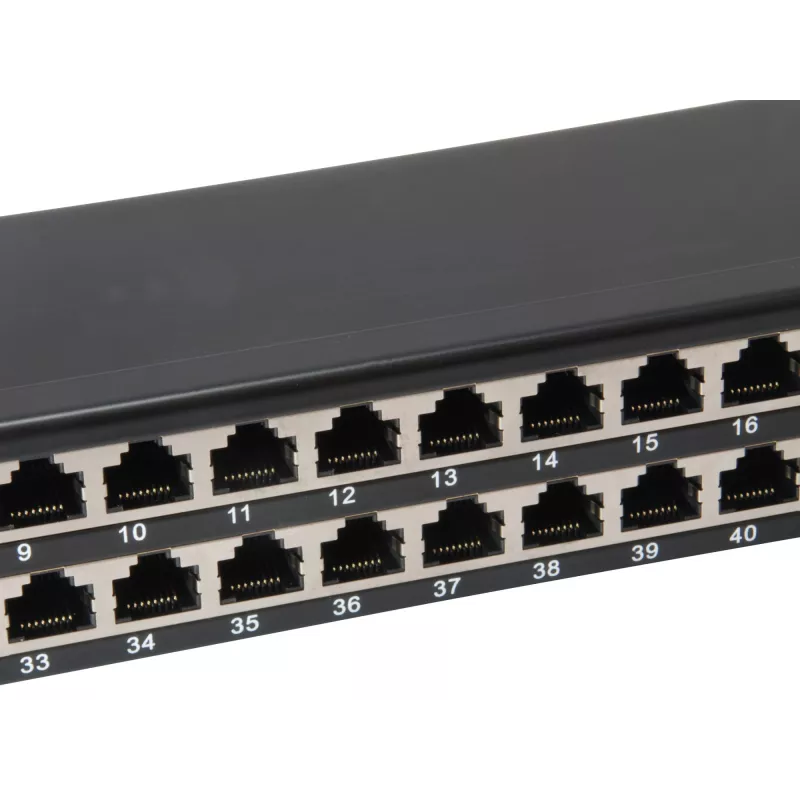 Equip Patch Panel 48 portas Cat.6 blindado, preto
