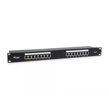 Equip Patch Panel 16 portas Cat.6 blindado, preto, 10/100/1000Base-T(X), Gigabit Ethernet, 1000 Mbit/s, RJ-45, Cat6, montagem em rack