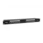 Equip Patch Panel 16 portas Cat.6 blindado, preto, 10/100/1000Base-T(X), Gigabit Ethernet, 1000 Mbit/s, RJ-45, Cat6, montagem em rack