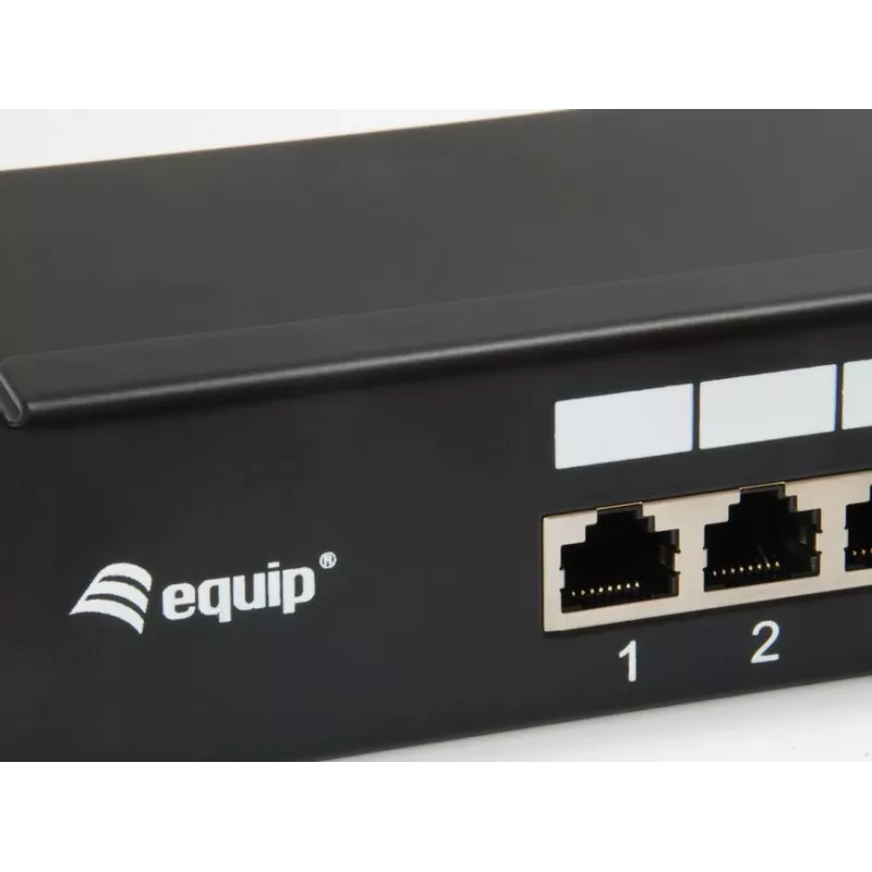 Equip Patch Panel 16 portas Cat.6 blindado, preto, 10/100/1000Base-T(X), Gigabit Ethernet, 1000 Mbit/s, RJ-45, Cat6, montagem em rack