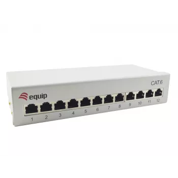 Equip Patch Panel de secretária 12 portas Cat.6, cinzento-claro, 10/100/1000Base-T(X), Gigabit Ethernet, 1000 Mbit/s, RJ-45, Cat6, 1U